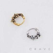 GOTHIC SKULL AND SNAKE WRAPPED FRAME 316L SURGICAL STEEL EARRING